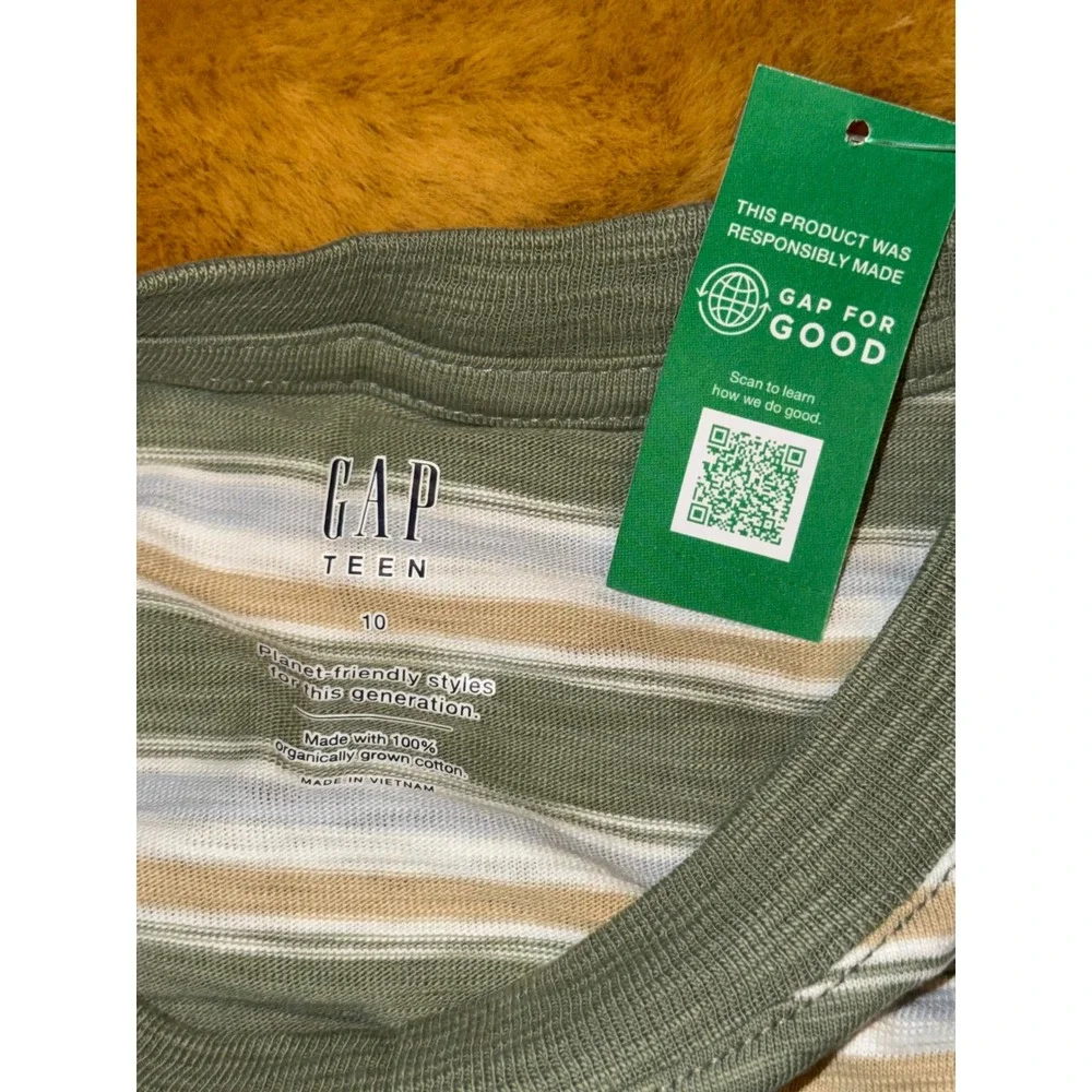 Gap Teen Girls Striped Tank Top Green White, Size 10,‎ NWT
